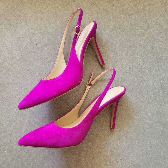 🌟 AUTHENTIC 🌟 Veronica Beard Lisa Slingback Heels Rasberry 👠 Size 9.5 - Picture 4 of 11